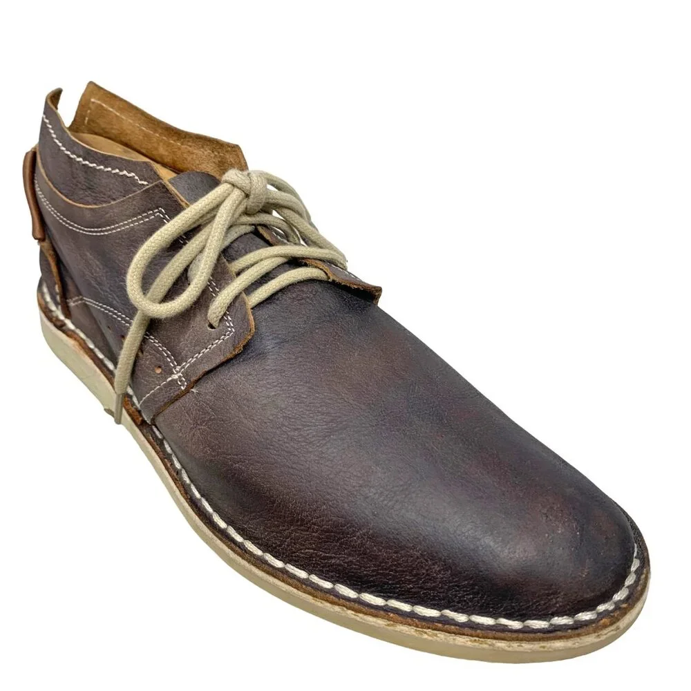 Cinti Dark Distressed Leather 6  Eyelet‎ Handmade Chukka Boots